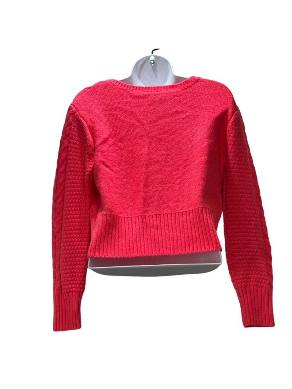 Divided by H&M Women’s Cable Knit Pullover Cropped Vibrant Pink Sweater Size S - Picture 2 of 6